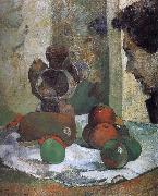 There is still life portrait side of the lava Paul Gauguin